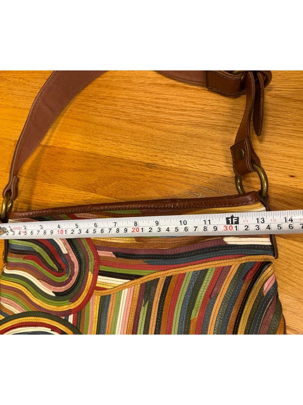 Lucky Brand Y2K Vintage Striped Leather Hobo Bag - Picture 7 of 12